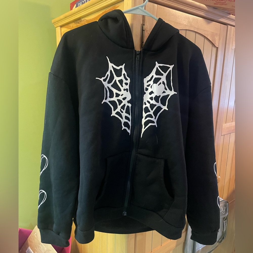 black zip up hoodie